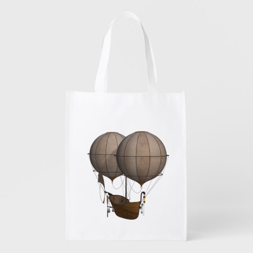 Steampunk Hot Air Balloons with Ship Grocery Bag