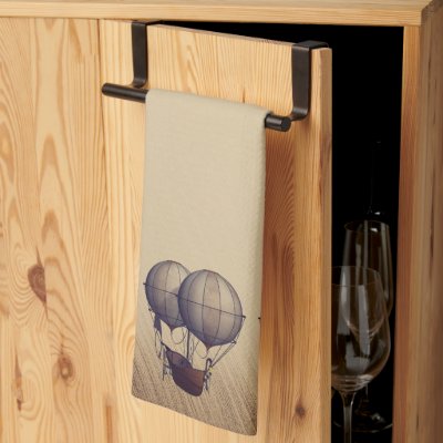 Steampunk Hot Air Balloons with Ship Kitchen Towel