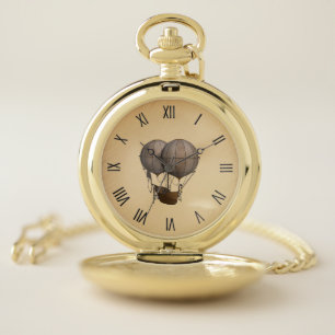 Steampunk Hot Air Balloons with Ship Pocket Watch