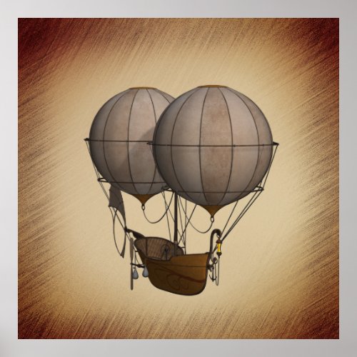 Steampunk Hot Air Balloons with Ship  Poster