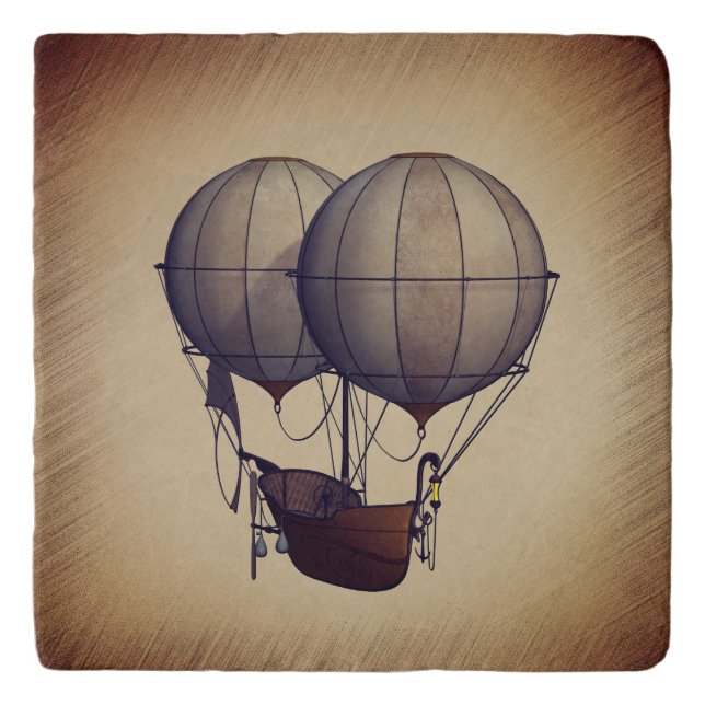 Steampunk Hot Air Balloons with Ship Trivet (Front)