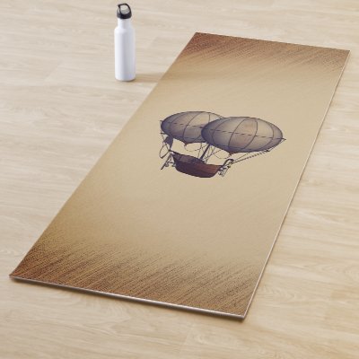 Steampunk Hot Air Balloons with Ship Yoga Mat