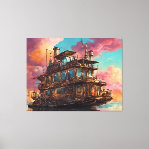 Steampunk Houseboat Canvas Print