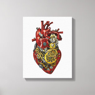 Steampunk Human Heart Anatomy Art Canvas Print