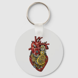 Steampunk Human Heart Anatomy Sci Fi Art  Keychain