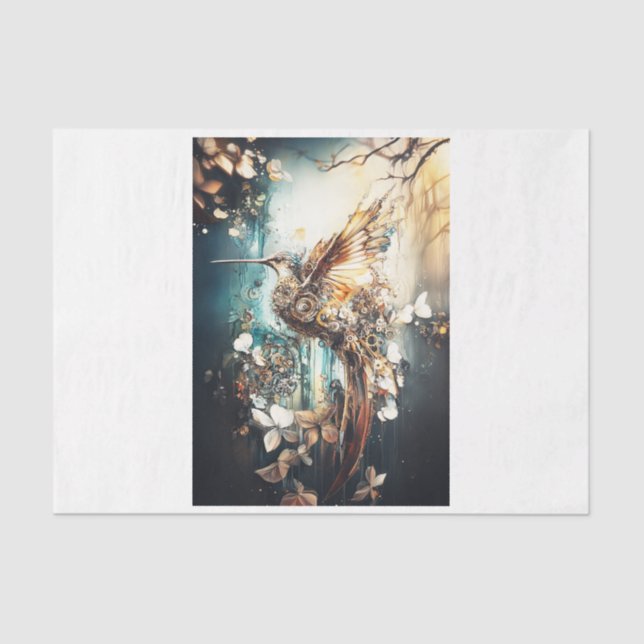 Steampunk Hummingbird Tissue Paper (Front)