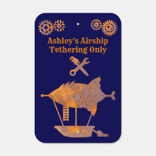 Steampunk Humorous Airship Tethering Rusty Gears Metal Sign