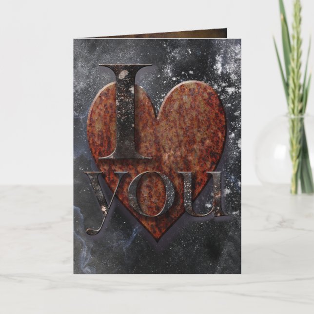 Steampunk I Love You Valentine Holiday Card (Front)