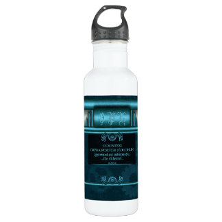 Steampunk, ice-blue and teal Monogram Stainless Steel Water Bottle