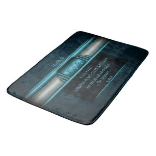 Steampunk, ice-blue on teal sprockets bathroom mat