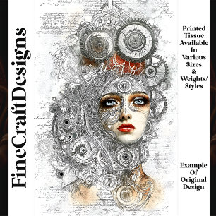 Steampunk Industrial Blueprint Style M8 Decoupage Tissue Paper