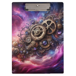 Steampunk Industrial Clockwork Purple and Pink Clipboard