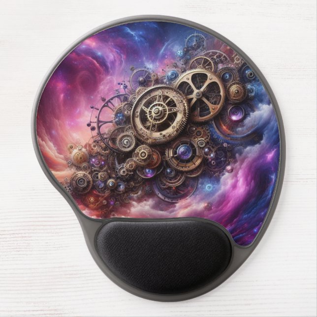 Steampunk Industrial Clockwork Purple and Pink Gel Mouse Pad (Front)