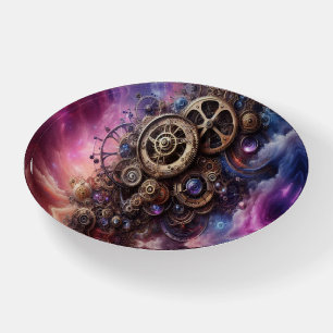 Steampunk Industrial Clockwork Purple and Pink Paperweight