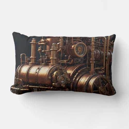 Steampunk Industrial Engine Lumbar Pillow