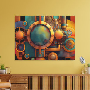Steampunk Industrial Geometry Art Canvas Print