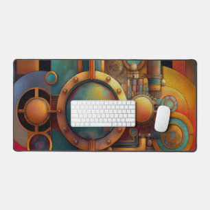 Steampunk Industrial Geometry Art Desk Mat