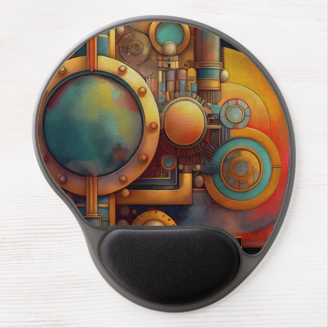 Steampunk Industrial Geometry Art Gel Mouse Pad (Front)