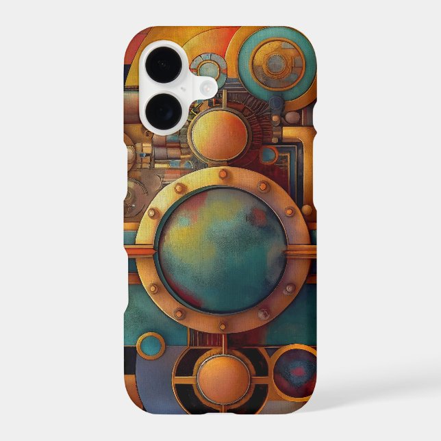Steampunk Industrial Geometry Art iPhone Case (Back)