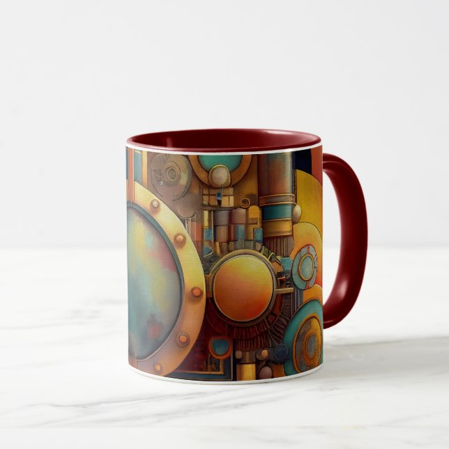 Steampunk Industrial Geometry Art Mug (Front Right)