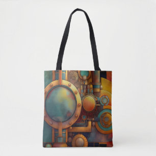 Steampunk Industrial Geometry Art Tote Bag