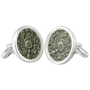 Steampunk Industrial Green Clockwork Gears Cufflinks