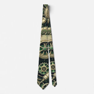 Steampunk Industrial Green Clockwork Gears Neck Tie