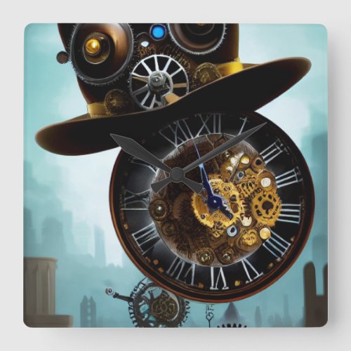 Steampunk Industrial hat gears clock  Wall Clock