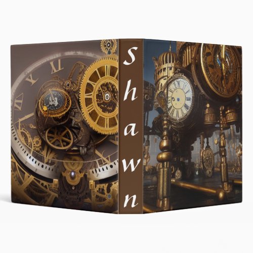 Steampunk industrial modern clockworks  3 ring binder