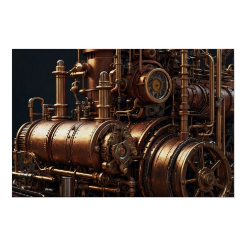 Steampunk Industrrial Engine Poster