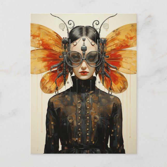 Steampunk Insect Wing Woman  Postcard (Front)