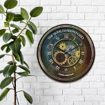 Steampunk Inspired Personalized Large Clock<br><div class="desc">Fun,  personalized design.  Makes the perfect gift for a housewarming,  wedding,  or any occasion! A fun,  metallic,  distressed steampunk inspired theme.</div>