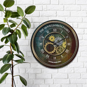 Steampunk Inspired Personalized Large Clock
