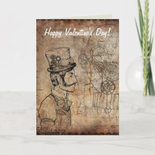 Steampunk Inventor Goggles Happy Valentine's Day Holiday Card