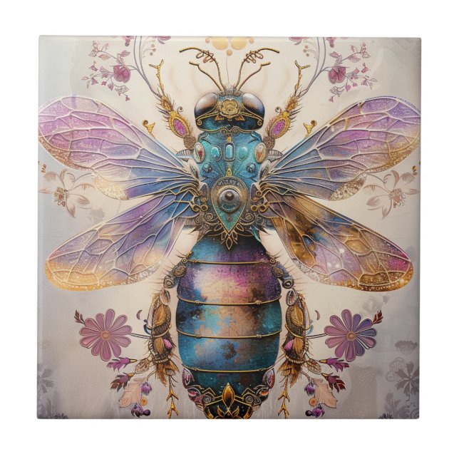 Steampunk Jewel Beetle Fantasy Art (2) Ceramic Tile (Front)