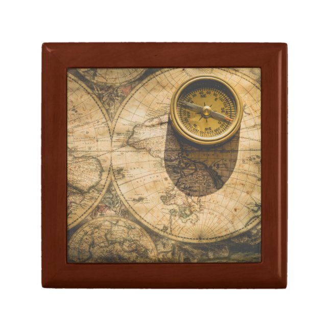 Steampunk Jewelry Box with Navigation Compass Pic (Front)