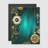 Steampunk Jewelry Watch on a Green Background (Front/Back)