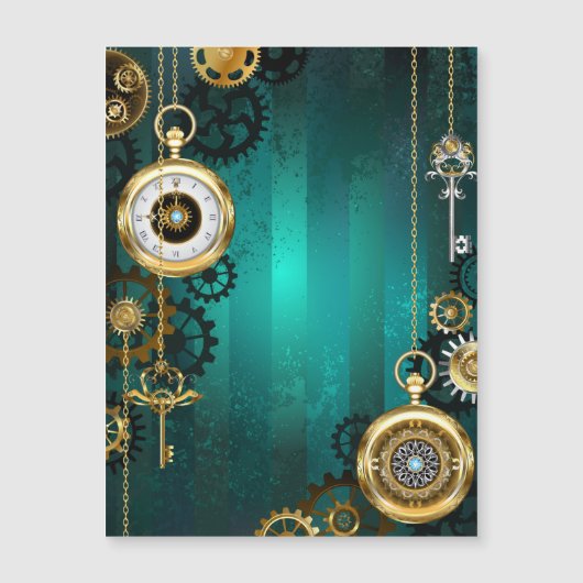 Steampunk Jewelry Watch on a Green Background (Front)