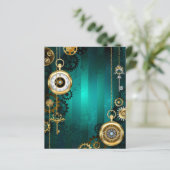 Steampunk Jewelry Watch on a Green Background (Standing Front)