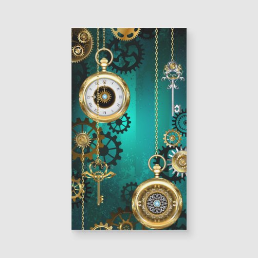 Steampunk Jewelry Watch on a Green Background (Front)