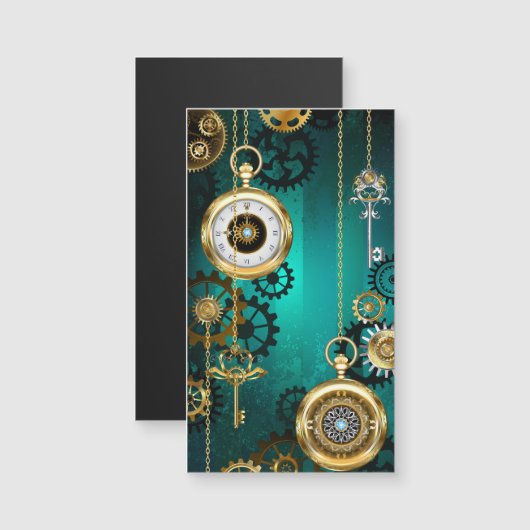 Steampunk Jewelry Watch on a Green Background (Front/Back)