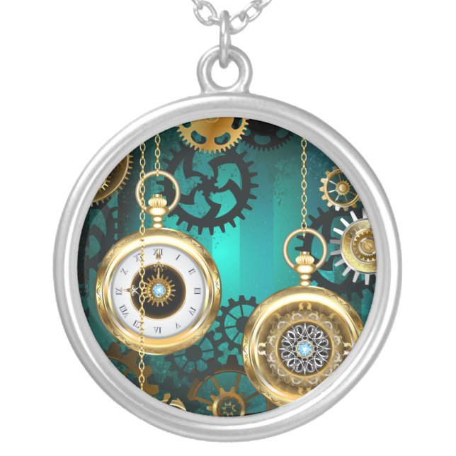 Steampunk Jewelry Watch on a Green Background (Front)