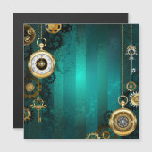 Steampunk Jewelry Watch on a Green Background (Front/Back)