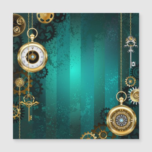 Steampunk Jewelry Watch on a Green Background (Front)