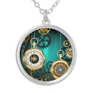 Steampunk Jewelry Watch on a Green Background