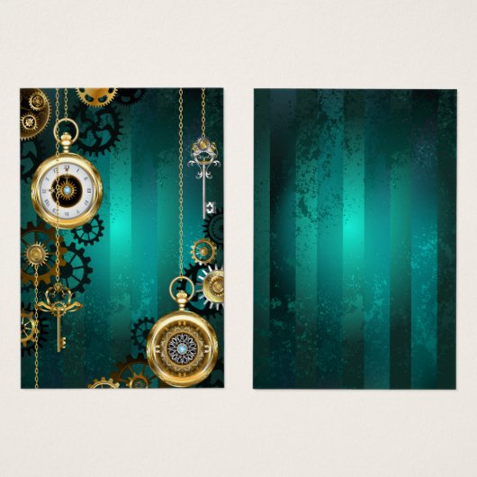 Steampunk Jewelry Watch on a Green Background (Front & Back)