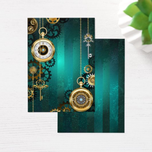 Steampunk Jewelry Watch on a Green Background (Desk)