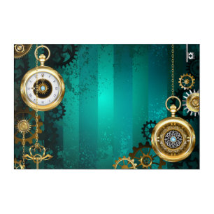Steampunk Jewelry Watch on a Green Background Acrylic Print