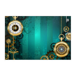 Steampunk Jewelry Watch on a Green Background Acrylic Print