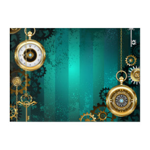 Steampunk Jewelry Watch on a Green Background Acrylic Print